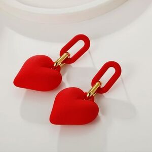 Heart acrylic earrings Red New